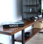 Comoda tv din lemn cu picioare metal Homs,200 cm,A-620 nuc-negru,30104