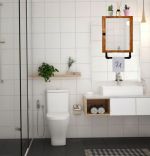 Dulap baie cu oglinda si etajera Calypso Homs, nuc-negru, 45 X 15 X 35 cm,10151