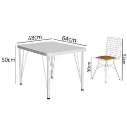 Set masuta cu scaune, Baby Homs, alb/natur, 64 x 48 x 50 cm,30600