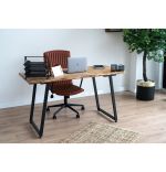Masa bucatarie  lemn,Solid Wood, natural-negru,140x60x75 cm, 30066