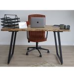 Masa bucatarie  lemn,Solid Wood, natural-negru,140x60x75 cm, 30066
