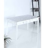 Set masa extensibila cu 6 scaune tapitate Homs cargold 250-30050 bejmarmurat-mustar,170 x 80 cm