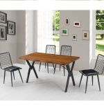 Set Masa wooden cu 6 Scaune Bucatarie,  Nuc/negru,180x80x75cm, 30452SET