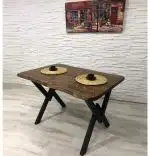Set Masa wooden cu 4 Scaune Bucatarie,  Nuc/negru,140x80 cm, 30675SET