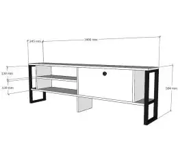 Comoda tv cu picioare metal  Ares Homs 160 cm, nuc-negru,10629