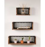 Set 3 etajere Box Homs, nuc-metal negru, 60 x 17 x 10 cm