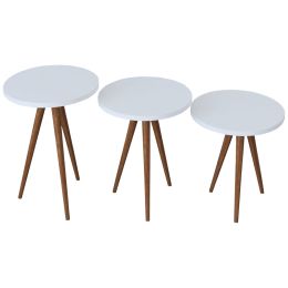 Set masuta de cafea Homs 3 buc,alb-nuc