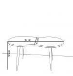 Masa de cafea London Homs 90 x 41 x 40 cm, negru marmurat -nuc