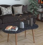 Masa de cafea London Homs 90 x 41 x 40 cm, negru marmurat -nuc
