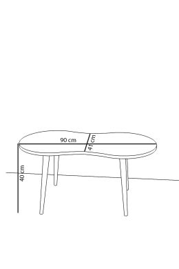 Masa de cafea London Homs 90 x 41 x 40 cm, alb marmurat -nuc