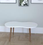 Masa de cafea London Homs 90 x 41 x 40 cm, alb marmurat -nuc