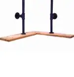 Raft colt cu 2 polite stil industrial din lemn-metal Homs 62x50x35x12 cm