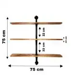 Raft cu 3 polite stil industrial din lemn-metal Homs 75 X 75 X 12 cm