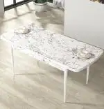 Set masa extensibila cu 6 scaune tapitate Homs marmorat alb  250-30650 bej- turcoaz 170 x 80 cm