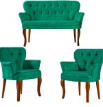Set canapea 2 locuri cu 2 fotolii, Cafe Homs,verde