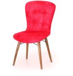 Set masa extensibila cu 4 scaune tapitate Homs cristal negru-rosu110 x 70 cm