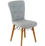 Set masa extensibila cu 4 scaune tapitate alb-gri deschis Homs cristal 110 x 70 cm