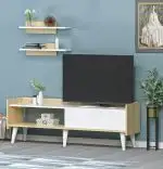 Comoda tv cu raft Roby Homs stejar-alb 150 cm