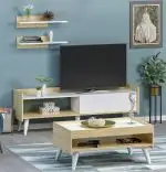 Comoda tv cu raft Roby Homs stejar-alb 150 cm