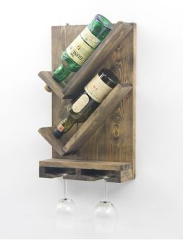 Stand sticle vin din lemn,seria wood, Homs Bar, Natur, 50 x 30 x 10.5 cm,700037