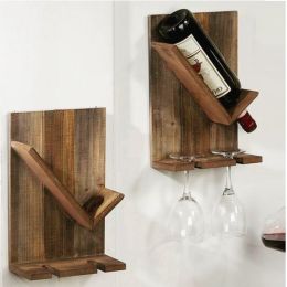 Stand sticle vin din lemn,seria wood, Homs Bar, Natur, 30 x 20 x 11 cm,700054