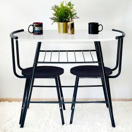 Set Masa cu 2 scaune, Cafea Homs, cadru metal,bej marmurat/negru