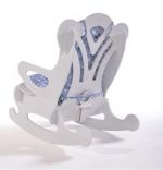 Scaun balansoar copii, Baby Puzzle Homs, alb/albastru, 40x70x65 cm, MDF