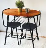 Set Masa cu 2 scaune, Cafea Homs, cadru metal,nuc/negru,10977
