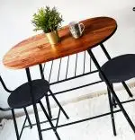 Set Masa cu 2 scaune, Cafea Homs, cadru metal,nuc/negru,10977