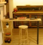 Masa bucatarie  lemn.seria wood A-620,pin natur-negru,139x29x90 cm, 30105