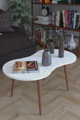 Resigilat:Masa de cafea London Homs 90 x 41 x 40 cm, alb marmurat -nuc