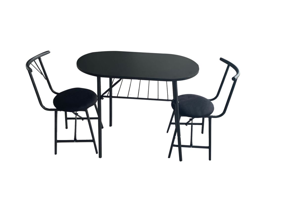Set Masa cu 2 scaune, Cafea Homs, cadru metal,bej marmorat negru /negru,10976