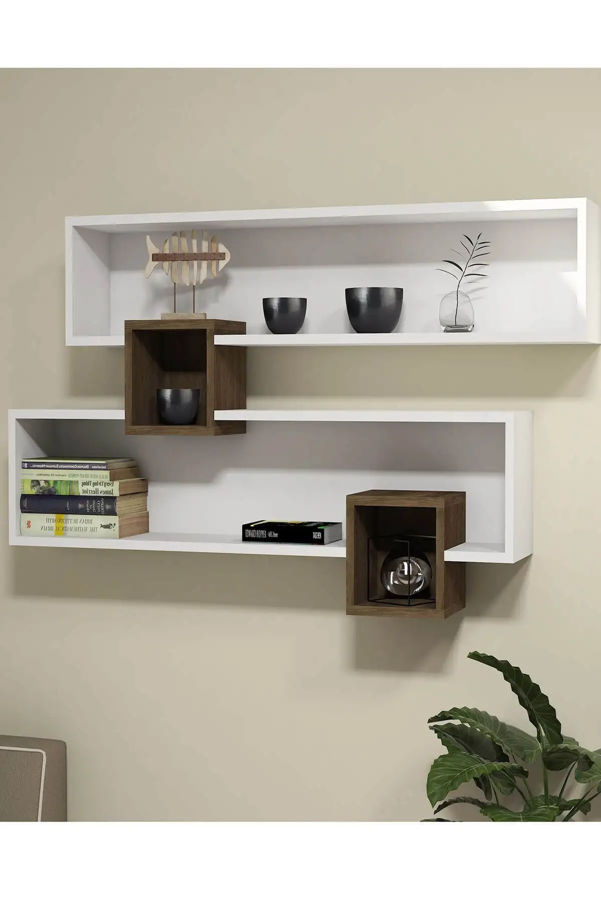 Resigilat:Raft de perete, Caracas Homs, alb, 75 x 120 x 22 cm, PAL