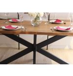 Masa bucatarie  lemn masif Wood, natural-negru,190x90x75 cm, 30627
