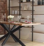 Masa bucatarie  lemn masif Wood, natural-negru,190x90x75 cm, 30627