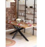 Masa bucatarie  lemn masif Wood, natural-negru,190x90x75 cm, 30627