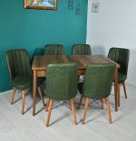 Set masa extensibila cu 6 scaune tapitate Homs cargold 250-30050 negru-VERDE,170 x 80 cm