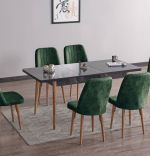 Set masa extensibila cu 6 scaune tapitate Homs cargold 250-30050 negru-VERDE,170 x 80 cm