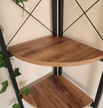 Etajera de colt cu pal-structura metal,seria 440, Homs, 160x45x29 cm, nuc/negru,20488