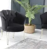 Fotoliu VIiena, scaun,negru-auriu, picioare  metal auriu, Homs