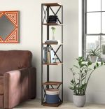 Etajera de colt cu,seria A-620, Homs, 185x30x30 cm, nuc/negru,30115-P