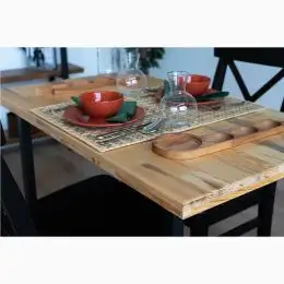 Resigilat:Masa bucatarie  lemn.seria wood A-620,pin natur-negru,100x59x75 cm, 30103