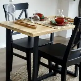 Resigilat:Masa bucatarie  lemn.seria wood A-620,pin natur-negru,100x59x75 cm, 30103