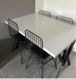 Set Masa cu 4 Scaune Bucatarie, Alb-negru,120x80x75 cm, 30409SET