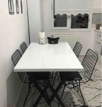 Set Masa cu 4 Scaune Bucatarie, Alb-negru,120x80x75 cm, 30409SET