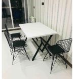 Set Masa cu 4 Scaune Bucatarie, Alb-negru,120x80x75 cm, 30409SET