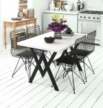Set Masa cu 4 Scaune Bucatarie, Alb-negru,120x80x75 cm, 30409SET