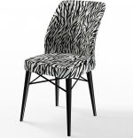 Set masa extensibila cu 6 scaune tapitate Homs ,masa m bej,zebra 250-30600,170 x 80 cm
