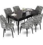 Set masa extensibila cu 6 scaune tapitate Homs zebra 250-300355,170 x 80 cm