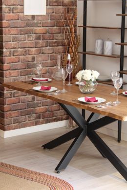 Masa bucatarie  lemn Solid Wood, natural-negru,190x90x75 cm, 30627